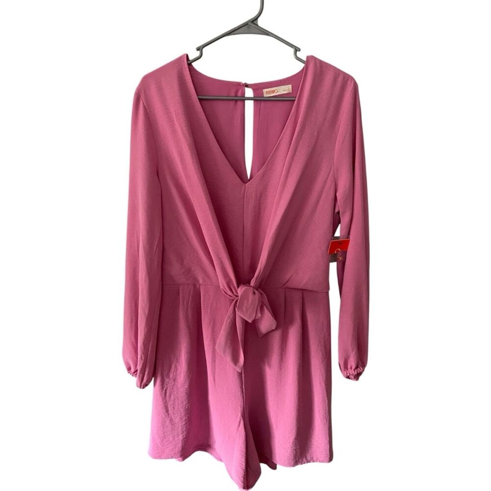 Intempo Pink Tie‑Front Romper – Size Large – NWT